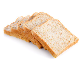 bread slices on white background