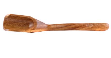 wooden tea spoon on white background