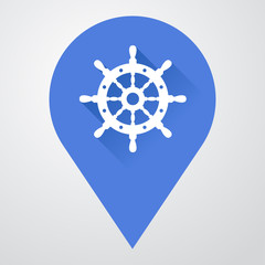 Icono plano localizacion con timon con sombr