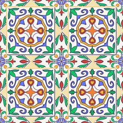 Foto op Plexiglas Vector naadloze textuur. Prachtig gekleurd patroon voor design en mode met decoratieve elementen © iulilel