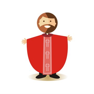 Sacerdote con casulla roja en Semana Santa. Ilustraci&oacute;n vectorial