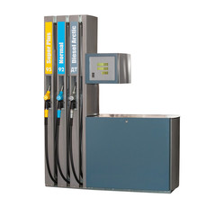 Grey petrol station isolated on white background