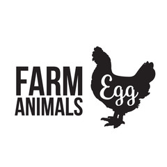 Black contour farm animal with a white lettering inscription inside, Logo Chicken animal, outline for the product, illustration contour farming Chicken with lettering on the fowl food