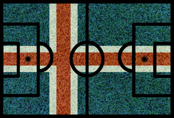 Football field textured by Iceland national flags on euro 2016