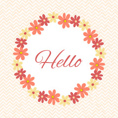 Greeting card template with floral wreath