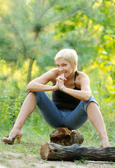 portrait of smiling woman outdoors