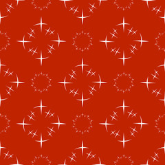 Seamless abstract white star pattern on red background