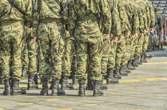 Military parade in the city