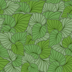 Seamless leaf background soft coloured pattern in vector