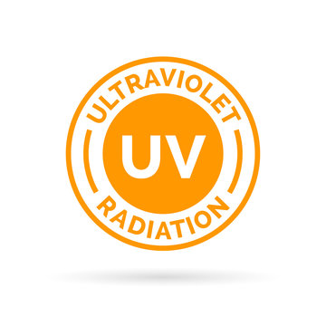 UV rays icon stamp design. Ultraviolet radiation symbol. UV SPF harmful skin cancer causing rays of light sign. Vector illustration.
