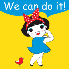 We Can Do It Card Character illustration
