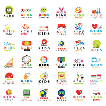 Children Icons Set - Isolated On White Background. Vector Illustration, Graphic Design. For Web, Websites, App  