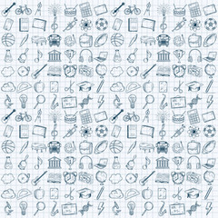Hand drawn school icons set.