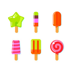 Fruit ice cream bar in flat style