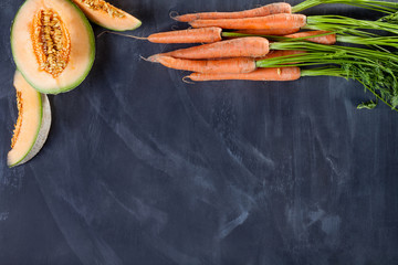 Melon and carrots on top