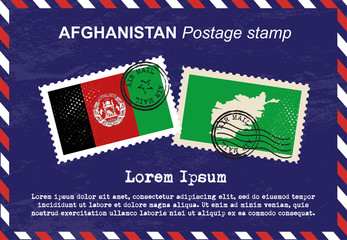 Afghanistan postage stamp, postage stamp, vintage stamp, air mail envelope.
