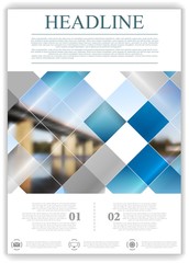 Abstract geometric flyer template layout with bridge landscape