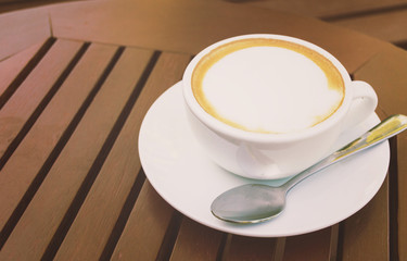 cup of latte, cup of coffee, cup of coffee on brown wooden table