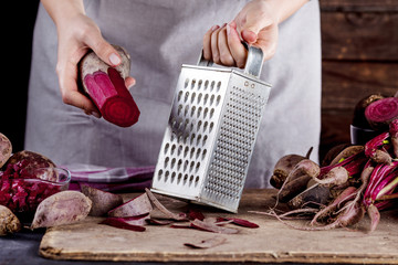 Making vegetarian dinner with beetroots