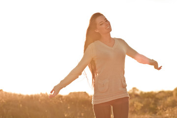 Woman are relaxing on nature
