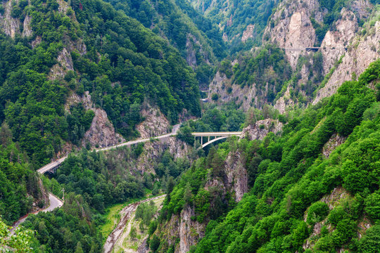 Transfagarasan - view from Dracula Castle (Poenari Castle), Romania