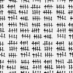 Monochrome tally marks hand drawn seamless pattern - 109784709