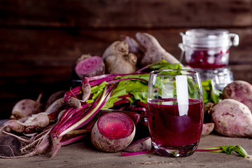 Fresh beetroot juice in a glass