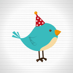 bird whit hat party design 