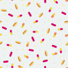 Random pills medicine seamless pattern