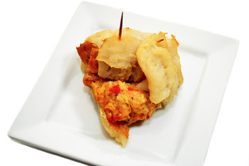 Appetizer of Baked White Fish with Crab Meat Stuffing