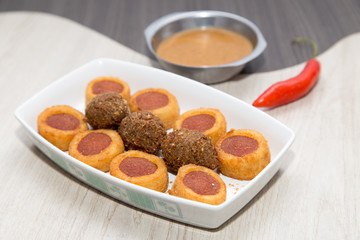 Mix of brazilian fried mini snacks