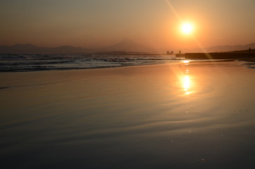 夕景　湘南の夕日