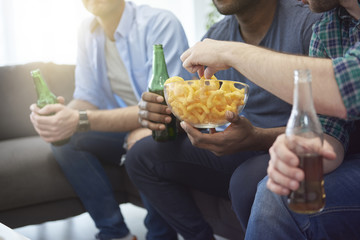 Beer and some snack during the match