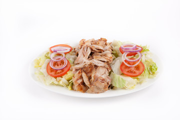 Chicken kebab with salad