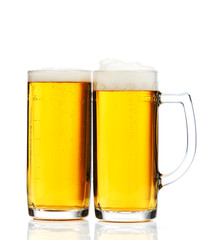Glass of beer isolated on white background