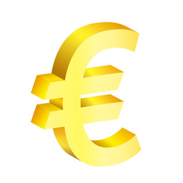 Image of a golden euro on a white background.