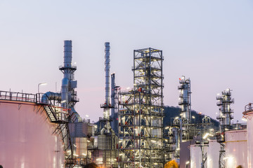 Fototapeta na wymiar Oil Industry Refinery factory at Sunset, Petroleum