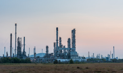 Fototapeta na wymiar Oil Refinery factory in morning sunrise