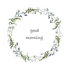 Good morning postcard. Vector design. Flowers decor.