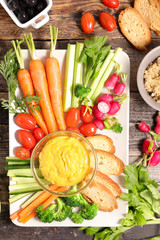 healthy appetizer with vegetable and dip