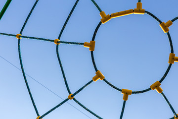 Rope with joints in the playground. Closeup.