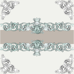 Vintage Classic Invitation card with damask luxury ornament. Vector