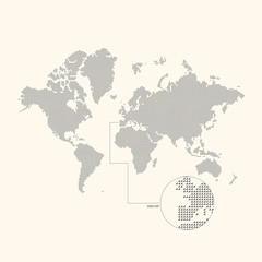 Dotted world map on a light background. Vector illustration.