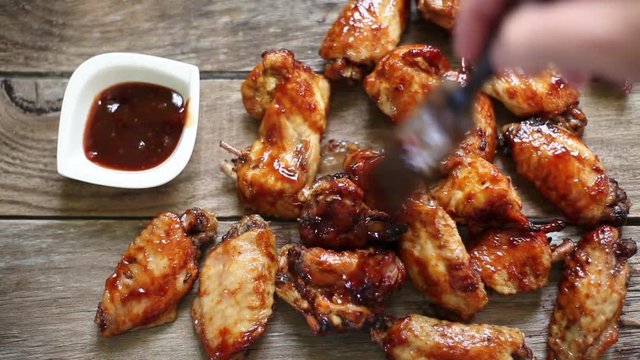 preparing bbq hot wings
