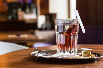 Red fruit tea in tearoom