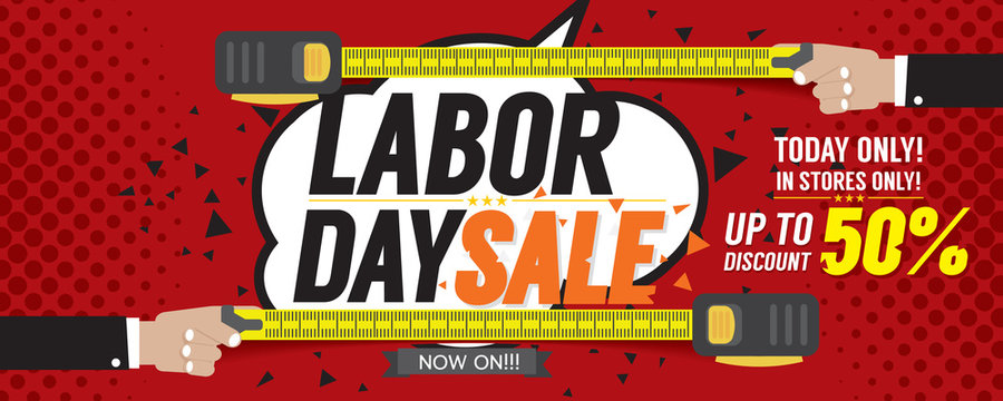 Labor Day Sale 50 Percent 6250x2500 pixel Banner Vector Illustration.