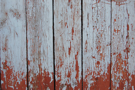 wooden planks, wooden background, blue, red © annavolotkovska