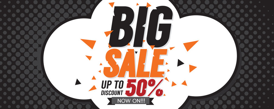 Big Sale 50 Percent 6250x2500 pixel Banner Vector Illustration.