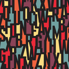 Font background - seamless vector pattern. Typography vector seamless background. Lettering concept seamless pattern. Letters background colorful seamless background. Abstract geometric background.