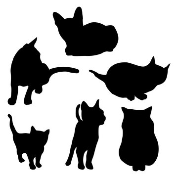 Vector cat silhouette set